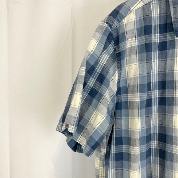HORNY TOAD & Co XL Weldon Short Sleeve Shirt Plaid Button Up Organic Cotton Blue - Picture 4 of 10